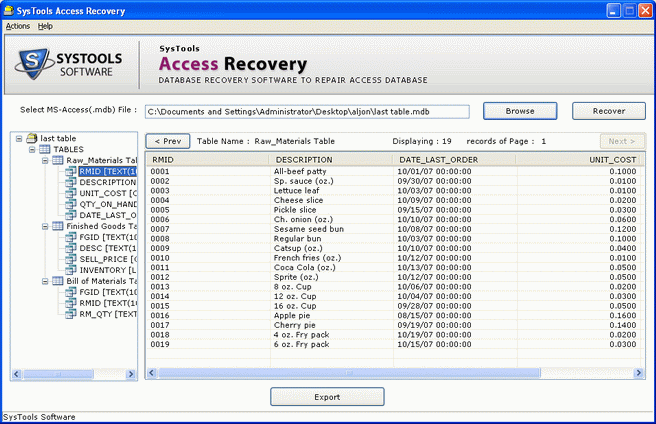 Advanced Access Data Recovery Utility 3.4